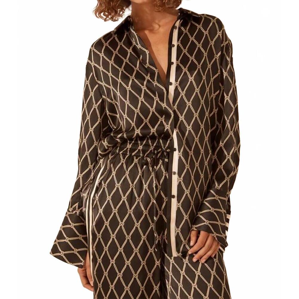 NEW SHONA JOY silk contrast relaxed shirt in corde